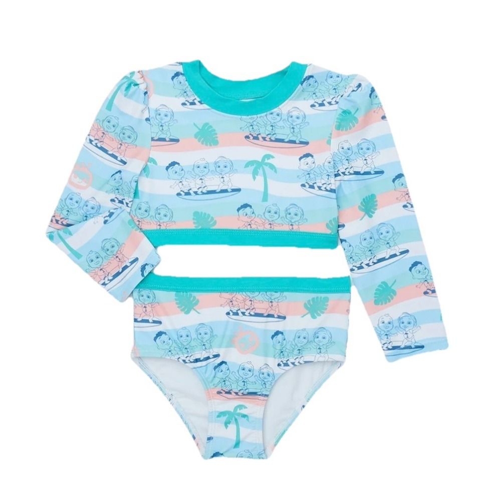 Cocomelon 2-piece Long‎ Sleeve Rashguard swimsuit Swim lessons UPF 50+  3T